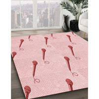 Patterned Pastel Red Pink Rug, pat2015rd