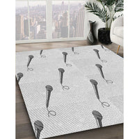 Patterned Dark Gray Novelty Rug, pat2015