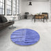 Round Patterned Sky Blue Rug in a Office, pat2016blu