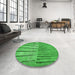 Round Patterned Neon Green Rug in a Office, pat2016grn