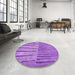 Round Patterned Purple Rug in a Office, pat2016pur