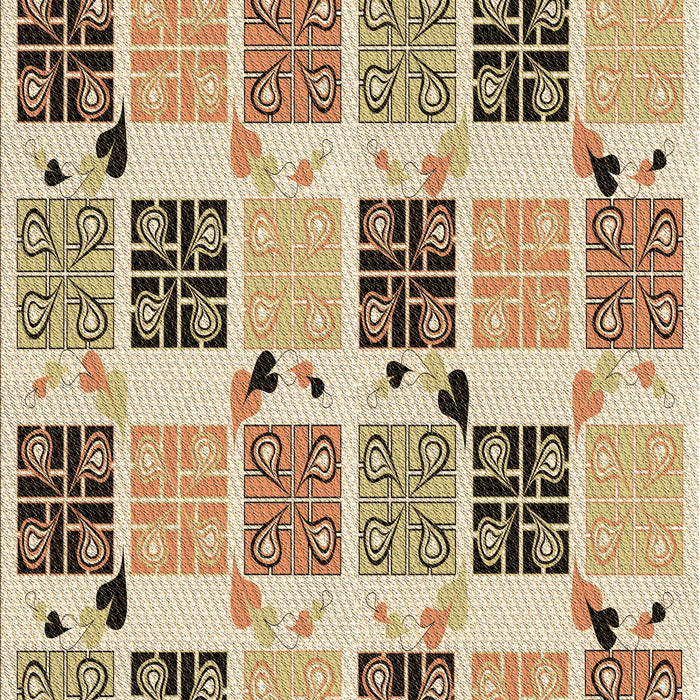 Patterned Khaki Gold Rug, pat2017brn