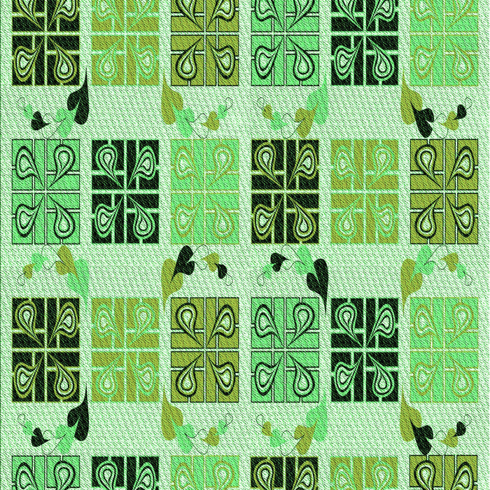 Patterned Green Rug, pat2017grn