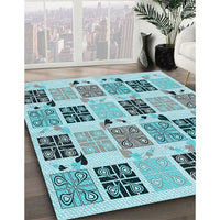 Patterned Sea Green Rug, pat2017lblu