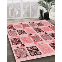 Patterned Deep Rose Pink Rug, pat2017rd