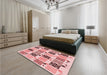 Patterned Deep Rose Pink Rug in a Bedroom, pat2017rd