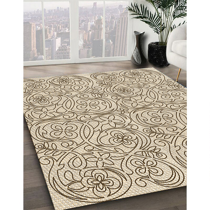 Patterned Wheat Beige Rug in Family Room, pat2018brn