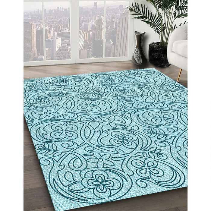Patterned Blue Ivy Blue Rug in Family Room, pat2018lblu