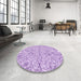 Round Patterned Medium Orchid Purple Rug in a Office, pat2018pur