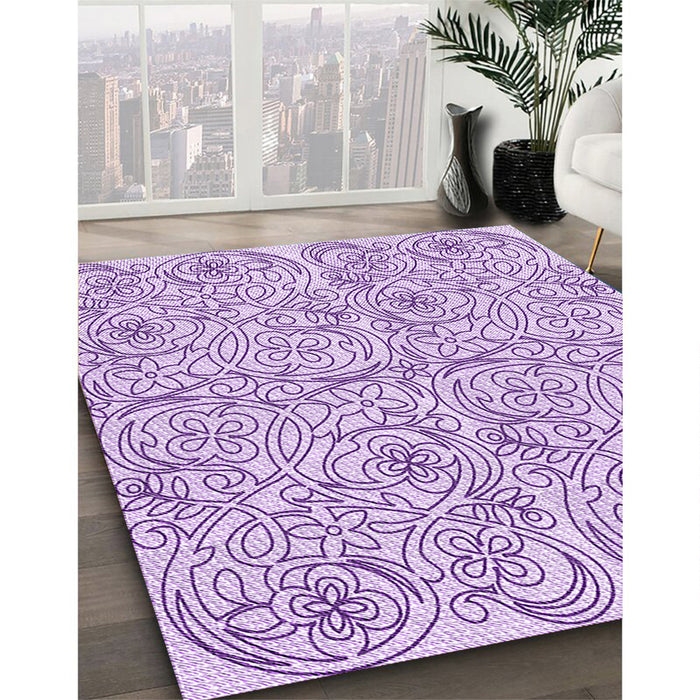 Machine Washable Transitional Medium Orchid Purple Rug in a Family Room, wshpat2018pur