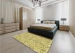 Patterned Dark Golden Brown Rug in a Bedroom, pat2018yw