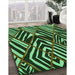 Patterned Dark Forest Green Rug in Family Room, pat2019grn