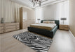 Patterned Charcoal Black Rug in a Bedroom, pat2019gry