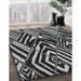 Patterned Charcoal Black Rug in Family Room, pat2019gry