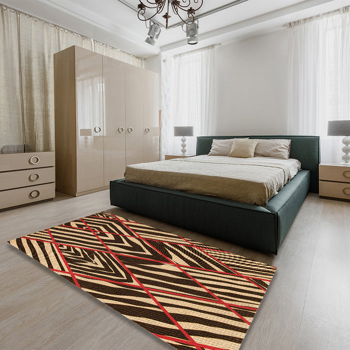 Patterned Peru Brown Rug in a Bedroom, pat2019org