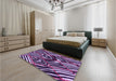 Patterned Dark Purple Rug in a Bedroom, pat2019pur