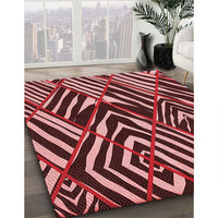 Patterned Maroon Red Rug, pat2019rd