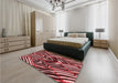 Patterned Maroon Red Rug in a Bedroom, pat2019rd