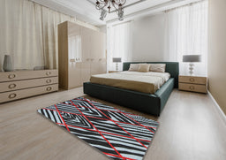 Patterned Chocolate Brown Novelty Rug in a Bedroom, pat2019