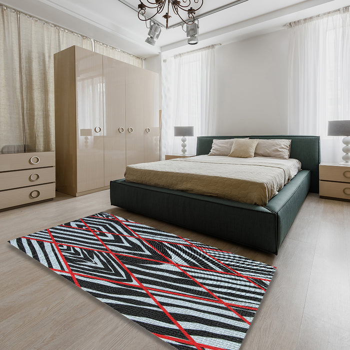 Patterned Chocolate Brown Novelty Rug in a Bedroom, pat2019