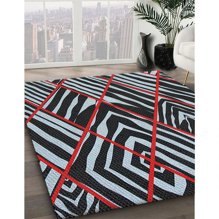 Patterned Chocolate Brown Novelty Rug in Family Room, pat2019