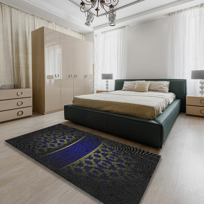 Machine Washable Transitional Black Rug in a Bedroom, wshpat201