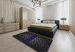 Patterned Black Novelty Rug in a Bedroom, pat201