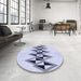 Round Patterned Lavender Blue Rug in a Office, pat202blu