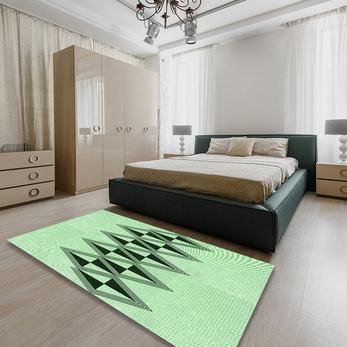 Patterned Mint Green Rug in a Bedroom, pat202grn