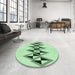 Round Patterned Mint Green Rug in a Office, pat202grn