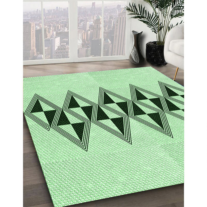 Patterned Mint Green Rug in Family Room, pat202grn