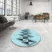Round Patterned Seafoam Green Rug in a Office, pat202lblu