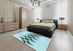 Patterned Seafoam Green Rug in a Bedroom, pat202lblu
