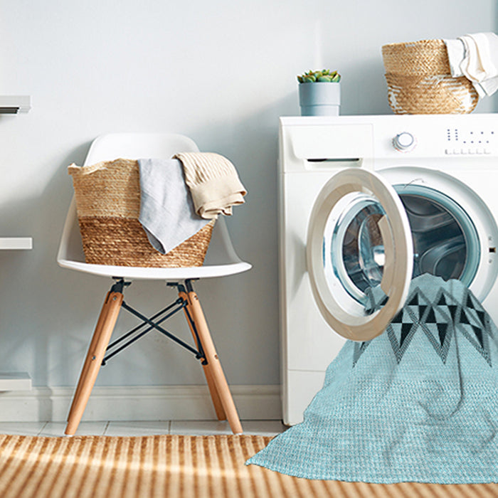 Machine Washable Transitional Seafoam Green Rug in a Washing Machine, wshpat202lblu