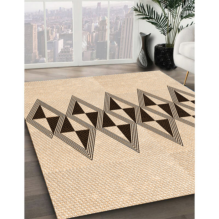 Patterned Copper Brown Rug in Family Room, pat202org