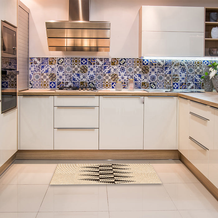 Patterned Copper Brown Rug in a Kitchen, pat202org
