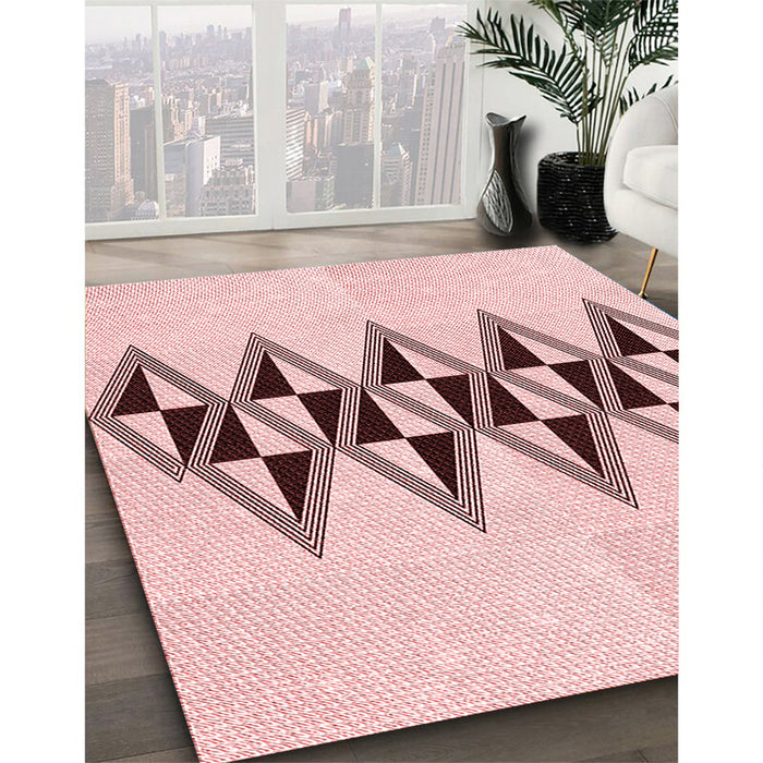 Patterned Pink Rug in Family Room, pat202rd
