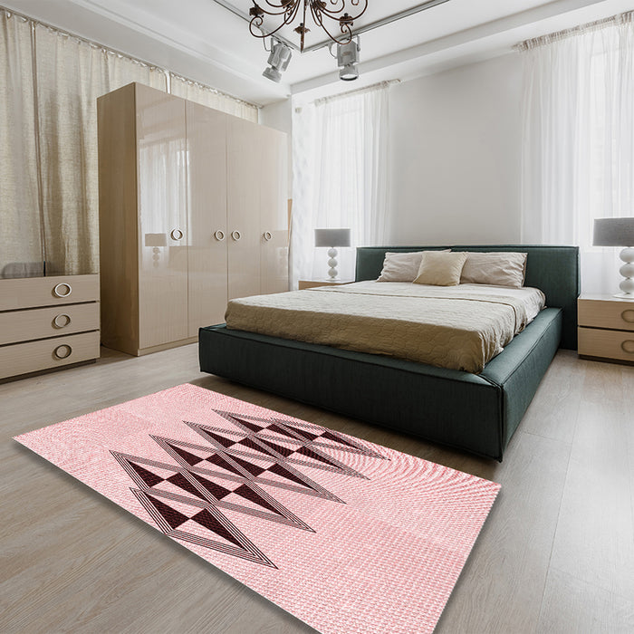 Patterned Pink Rug in a Bedroom, pat202rd