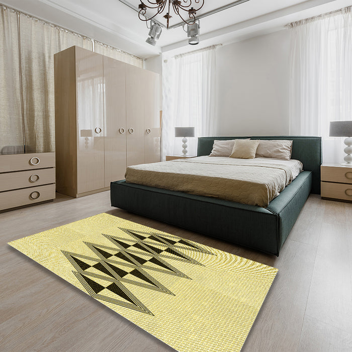 Patterned Sun Yellow Rug in a Bedroom, pat202yw