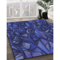 Patterned Denim Dark Blue Rug, pat2020blu