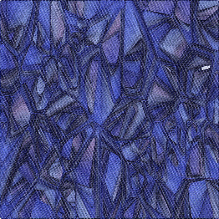 Round Patterned Denim Dark Blue Rug, pat2020blu