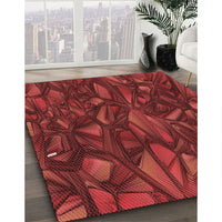 Patterned Cranberry Red Rug, pat2020rd