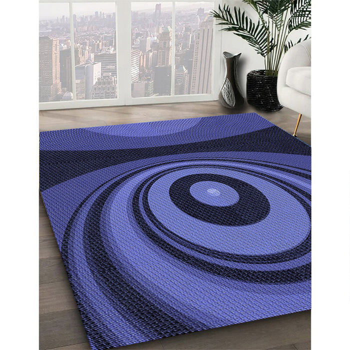 Patterned Midnight Blue Rug in Family Room, pat2021blu