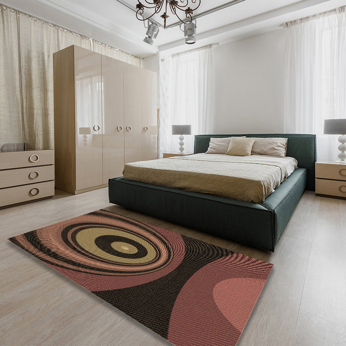 Patterned Light Brown Rug in a Bedroom, pat2021brn