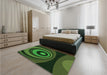 Patterned Dark Lime Green Rug in a Bedroom, pat2021grn