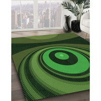 Patterned Dark Lime Green Rug, pat2021grn