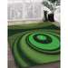 Patterned Dark Lime Green Rug in Family Room, pat2021grn