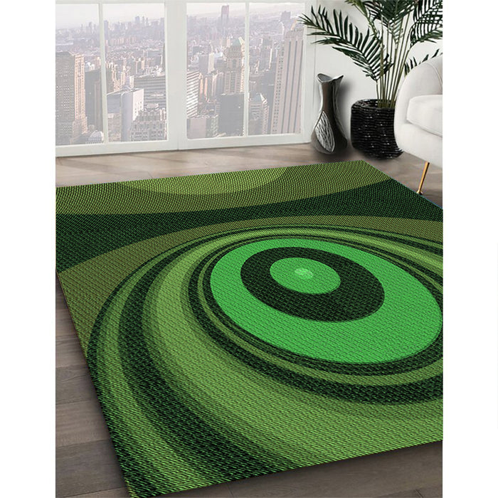 Machine Washable Transitional Dark Lime Green Rug in a Family Room, wshpat2021grn