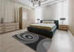 Patterned Charcoal Black Rug in a Bedroom, pat2021gry