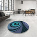 Round Patterned Blue Ivy Blue Rug in a Office, pat2021lblu